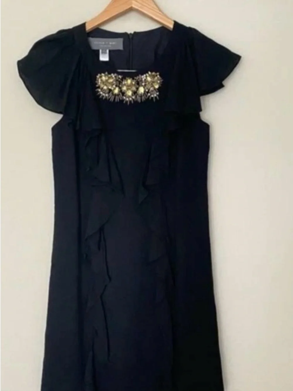 Sachin & Babi Bejeweled Ruffle Midi Dress., Silk & Viscose Size 2